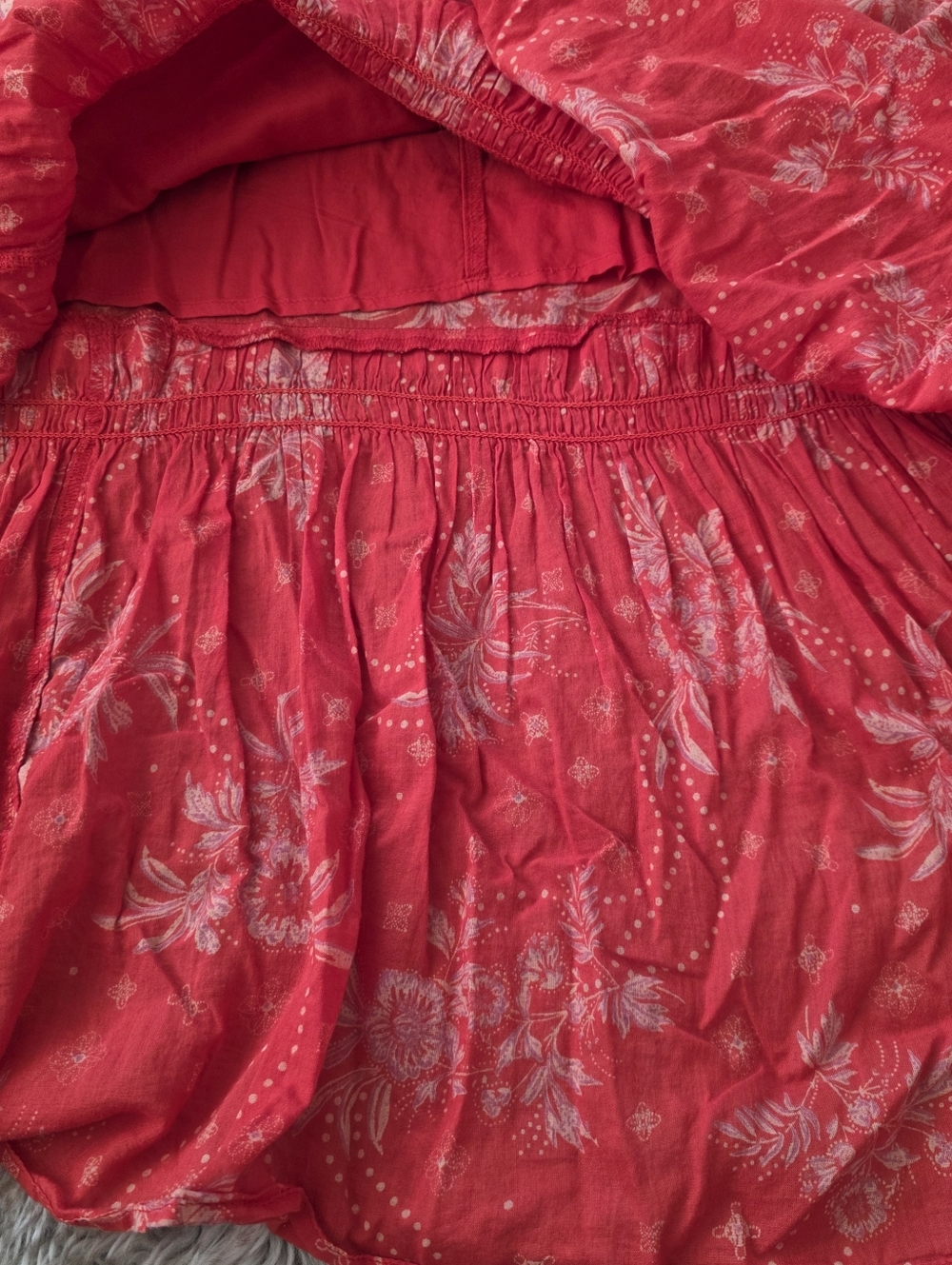 Free People Golden Hour Maxi Dress Red Motif Floral Half Sleeve V-neck Women's - Picture 9 of 14